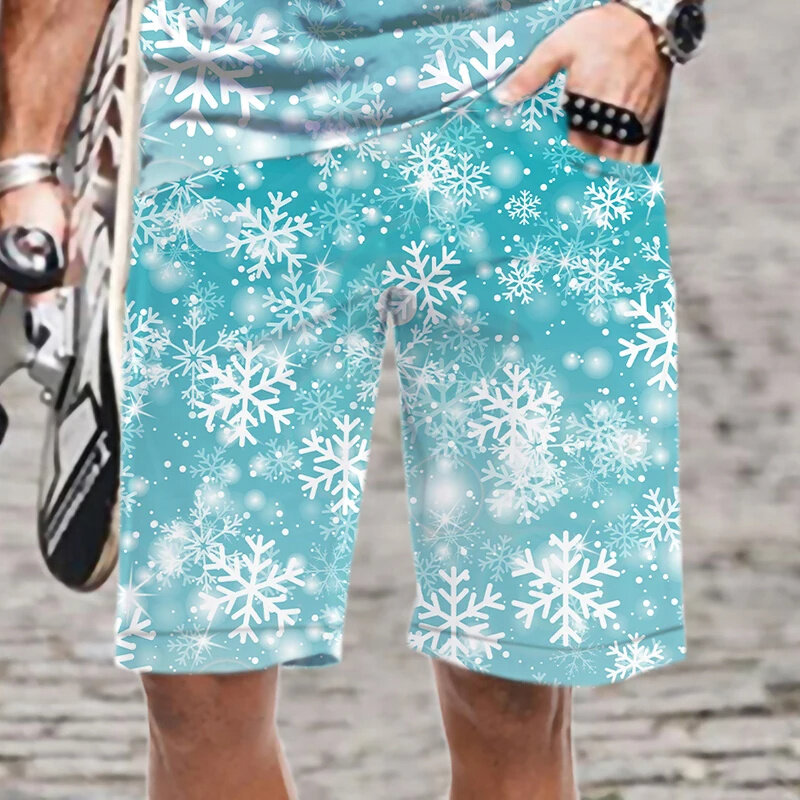 Summer Vintage New 3D Snowflake Printed Beach Shorts Men Fashion Streetwear Swimming Trunks Kid Cool Short Pants Trunks Clothes