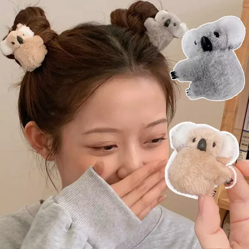 Horquillas de pelo de oso Koala para niña, accesorios de decoración para el cabello, pinza de garra de Animal, 1/4 piezas