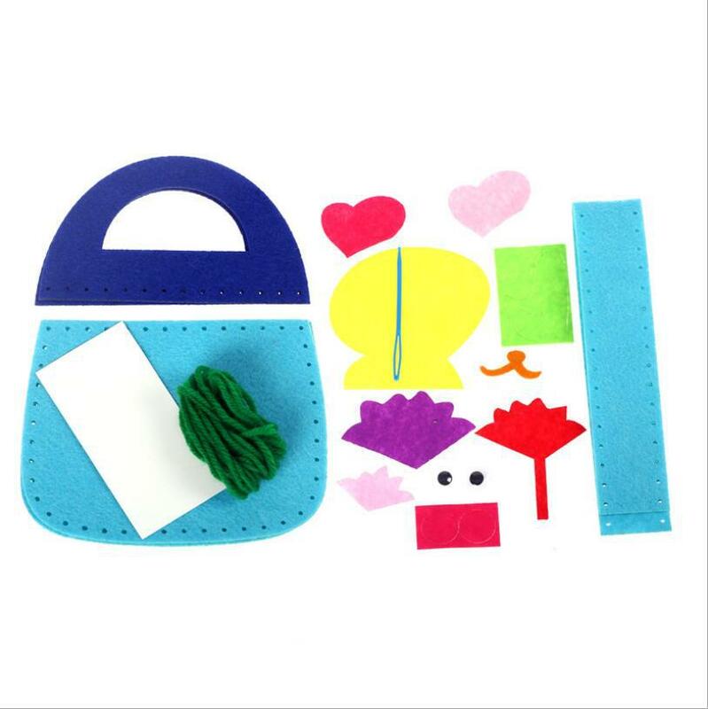1 pçs saco de tecido diy artesanal saco dos desenhos animados 3d cola produção crianças mão costurado saco crianças artesanato