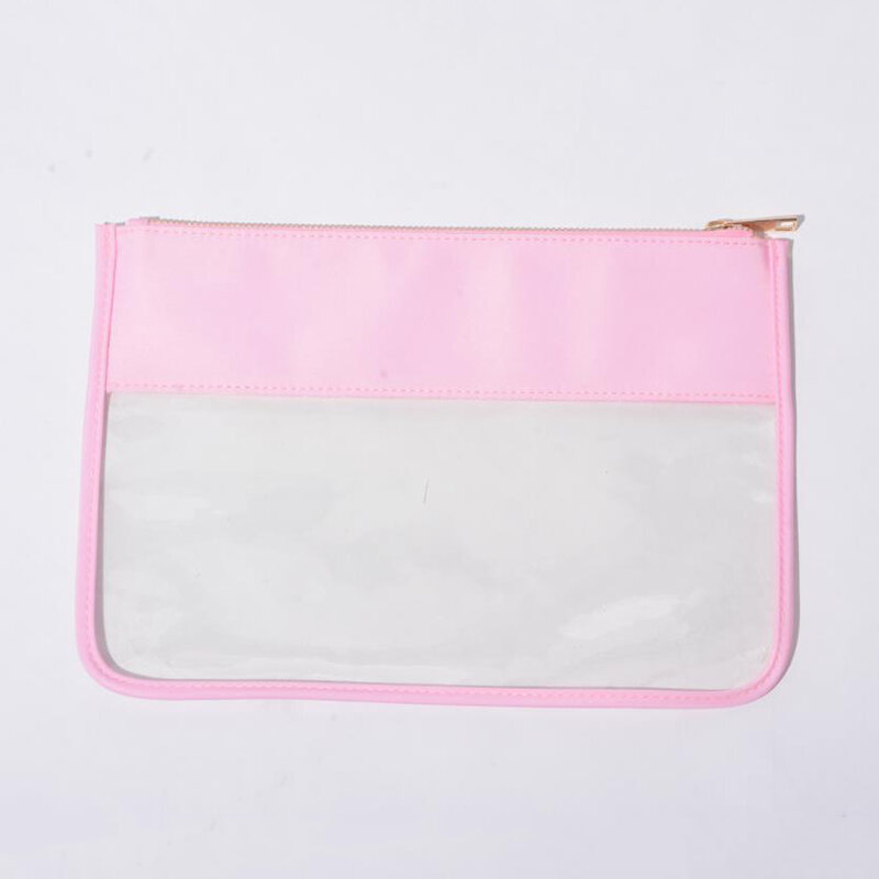 Bolsa de cosméticos de PVC transparente con parches de letras, bolsa de cosméticos de viaje, organizador de aperitivos, venta directa de fábrica
