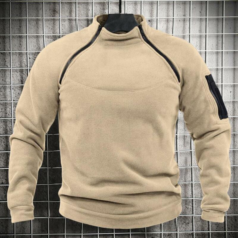 Męska jesień bluza solidna stójka kołnierz z długim rękawem sweter z zamkiem błyskawicznym ciepły polar Plus rozmiar męska zimowa bluza dla biura
