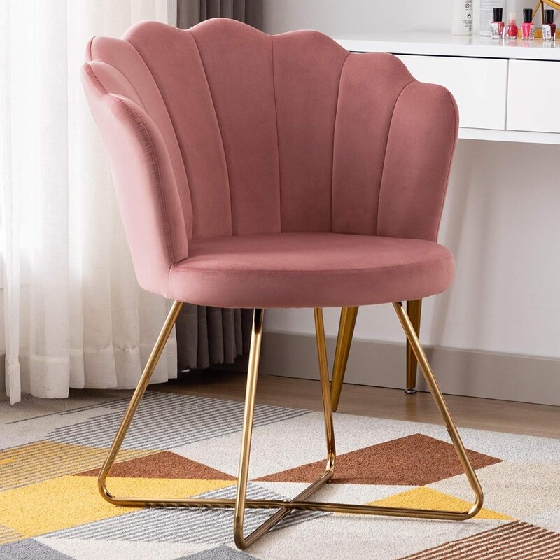 Duhome Samt Akzent Stuhl, Wohnzimmer Stuhl mit Rückenlehne für Schlafzimmer Make-up Raum, Muschel geformt Wohnzimmer Stuhl mit goldenen
