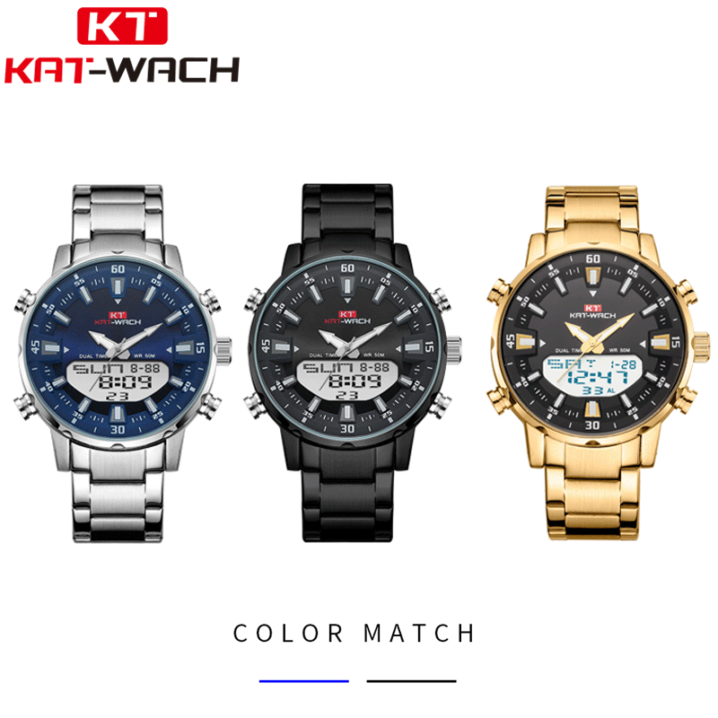 KAT-WATCH Electronic Digital Sports Watches Count Down Stopwatch Clock Waterproof Smart Watch for Men Relogio Masculino