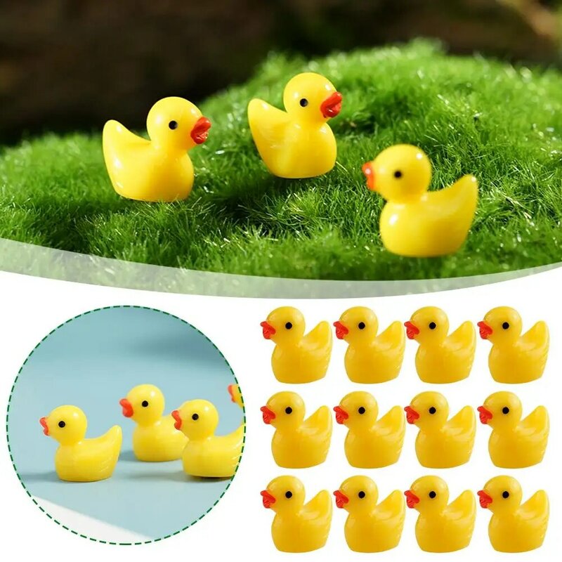 Miniature Duck Ornaments para artesanato de jardim, pato minúsculo, resina, amarelo, animal, paisagem, plantas, fada, Mic, X7t8, decoração, 100pcs
