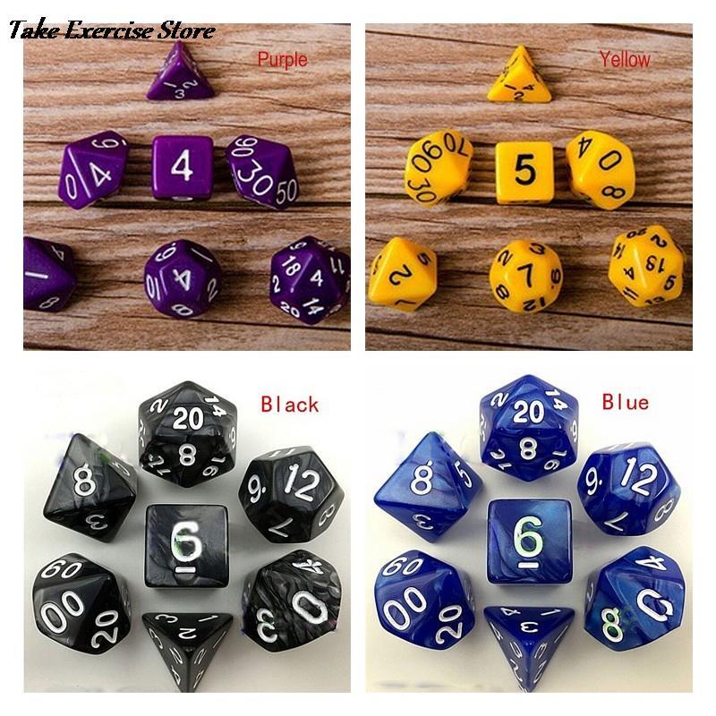 NEW Hot! 7Pcs/set Digital Dice Game Polyhedral Multi Sided Acrylic Dice Colorful Accessories for Board Game