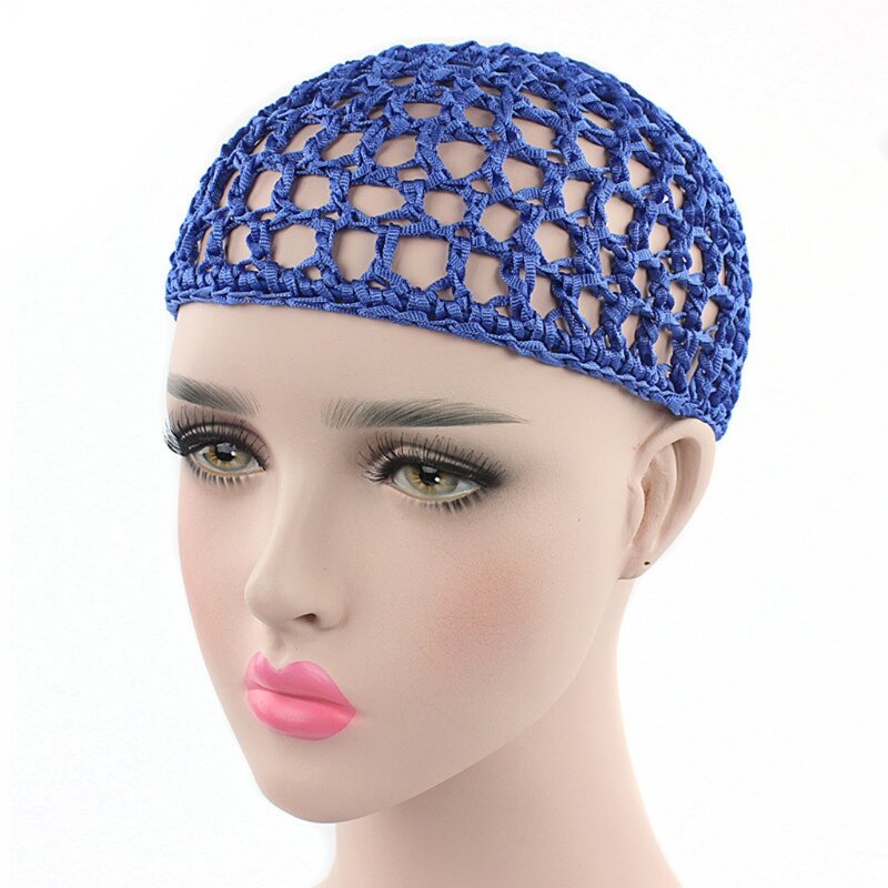 Damen Netz-Haarnetz, Häkelmütze, einfarbig, Snood, Schlaf-Nacht-Abdeckung, Turban