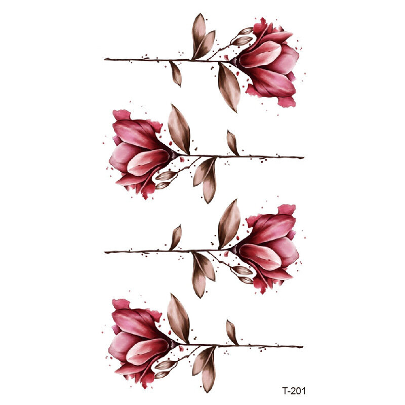 Pegatina de tatuaje desechable de flores hermosas