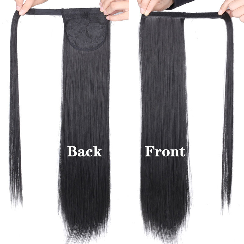 Человеческие длинные прямые волосы для конского хвоста, охватывающие волосы для наращивания, бразильские волосы для наращивания, заколка для волос, естественный цвет, шиньон