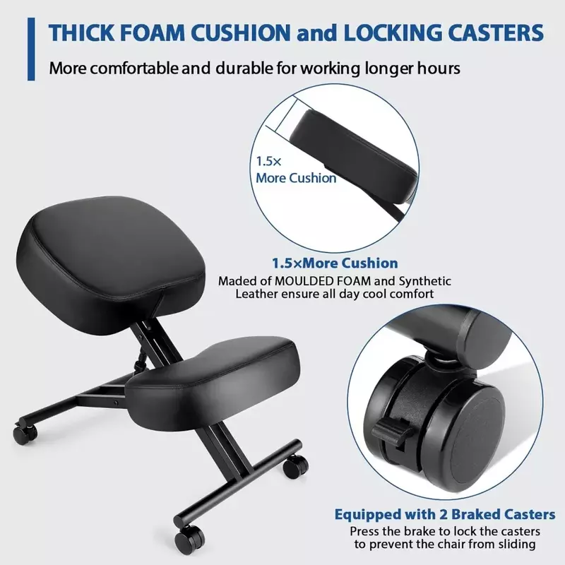 Sedia inginocchiata ergonomica per ufficio, migliora la tua postura con un sedile angolato-cuscini in schiuma sagomata spessa senza trasporto