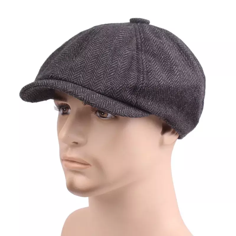 2024 Herren Flat Top Hut Efeu Gatsby Fahr mütze Herbst Winter Mode Zeitungs jungen Hut achteckige Hüte für Männer