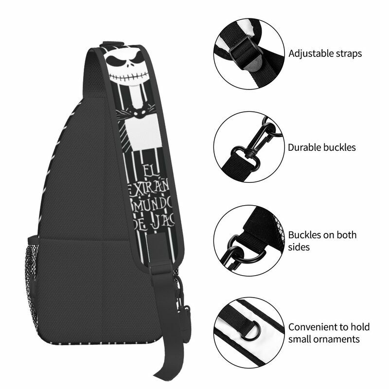The Nightmare Before Christmas Sling Bag Halloween Skull Jack Shoulder Crossbody Chest Backpack Cycling Camping Daypack