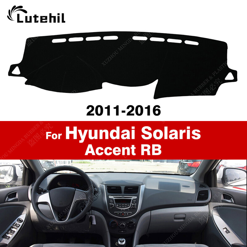 Penutup dasbor mobil untuk Hyundai Solaris Accent RB 2011 2012 2013 2014 2015 2016 alas dasbor Anti-UV karpet aksesoris mobil