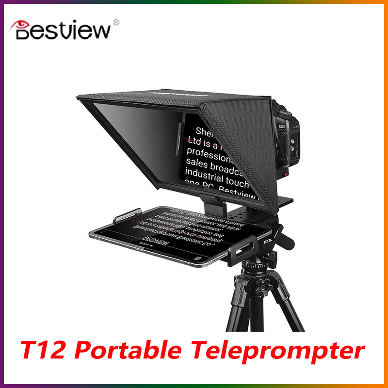 Bestview Teleprompter T12S, cámara DSLR de pantalla grande, portátil, pequeña grabación especial de vídeo, discurso en vivo, Teleprompter especial