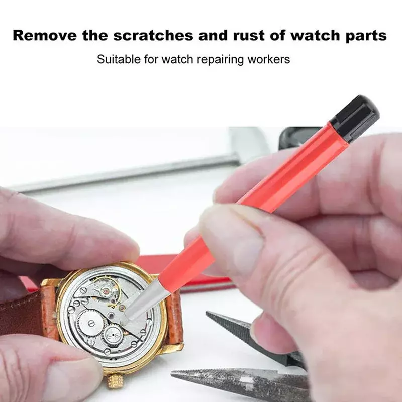 Kit peralatan perbaikan jam tangan, pena perhiasan pembersih penghilang goresan serat kaca portabel
