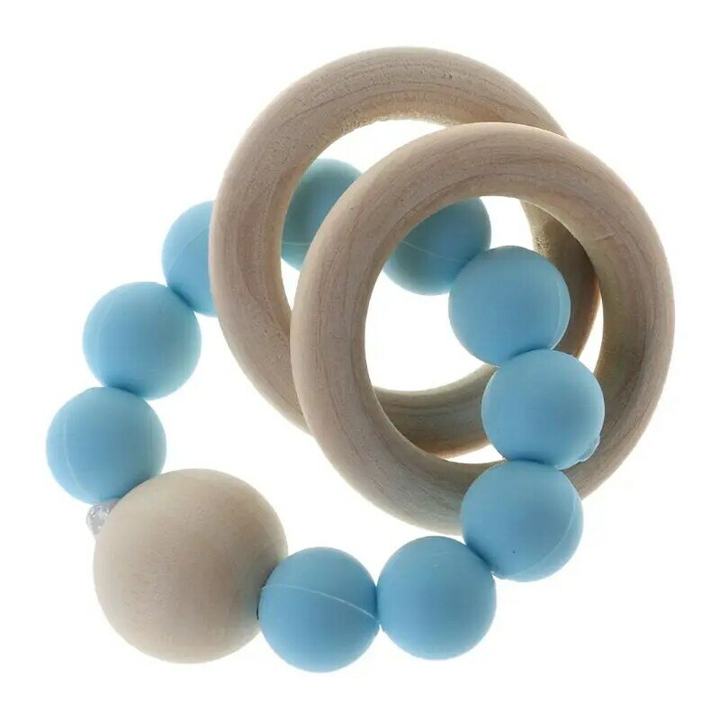 Wooden Ring Beaded Baby Teether Montessori DIY Bracelet Ornaments Accessories Gift Infants Silicone Tooth Care Products