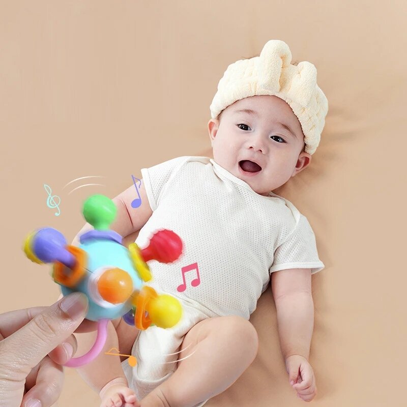 Newborn Baby Rattle Toys Montessori Sensory Teether Grasping Activity Development Toys Silicone Teething Toys For Babies  0 12 M