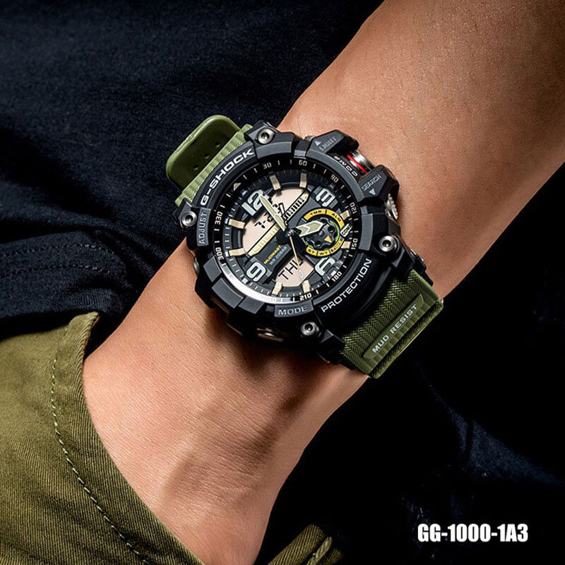 남성용 G-SHOCK 시계 GG1000 시리즈 패션 캐주얼 다기능 야외 스포츠, 충격 방지 LED 다이얼, 듀얼 디스플레이 쿼츠 시계