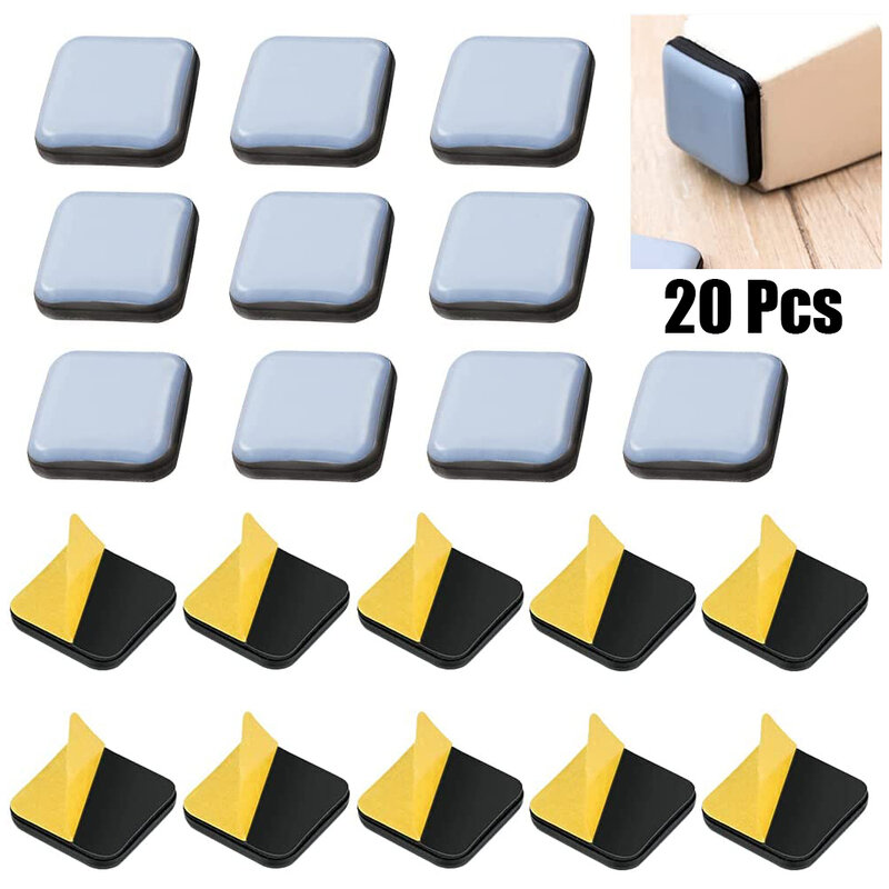 For Furniture Easy Movers Furniture Sliders For Static Furniture For Static Furniture Practical 20pcs 25x25mm Blue New PTFE