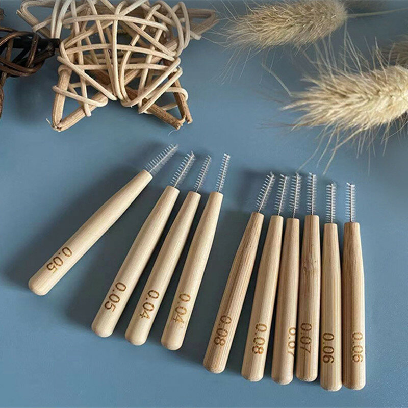 30/50/100 pces bambu lidar com escovas interdentais dental floss care escovas interdental limpador de dentes para higiene oral
