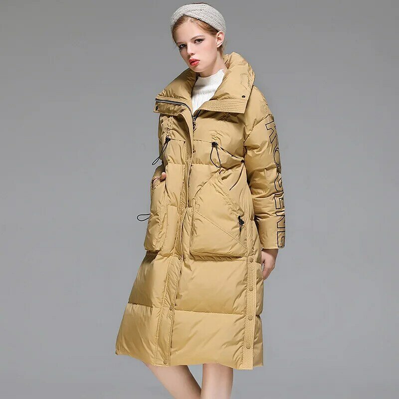 Winter Jacket Women Warm Windproof Long White Duck Down Puffer Jacket Casual Warm Ski Hoodies Coats