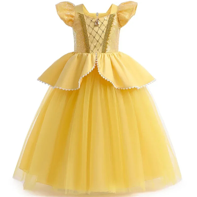 Сказочная красивая и чудовище Одежда для девочек Карнавальная одежда принцесса Белль платье для малышей на Хэллоуин Золушка Рапунцель платье