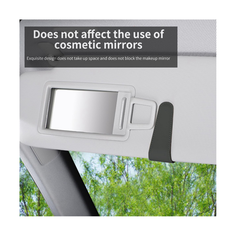 Soporte magnético de cuero para gafas de sol, Clip para visera de coche, accesorios interiores universales (Beige)