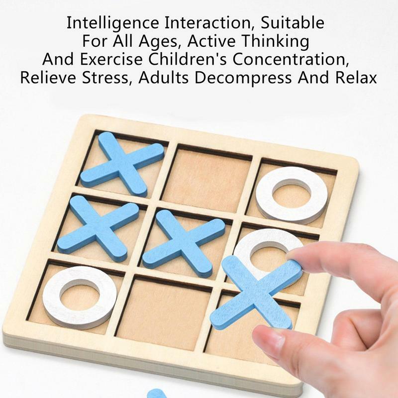 Tic-Tac-Toe لوحة خشبية صغيرة لعبة متعددة التفاعلية الشطرنج التعليم المبكر الترفيه معركة اللبنات للأطفال البالغين