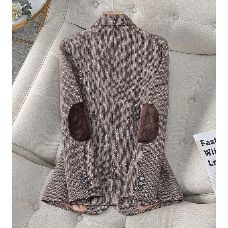 Women Sequin Blazer 2024 New Fashion Korean Autumn Lady Blazers Outwear Long Sleeve Casual Short Female Suits Jacket Coat Tops