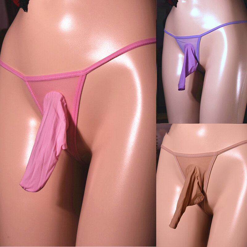 Sexy Mens Sissy G-string Briefs Soft Bugle Pouch Elephant Nose Thongs Panties Ultra Thin Sheer Underwear Low Rise Erotic Lingeri