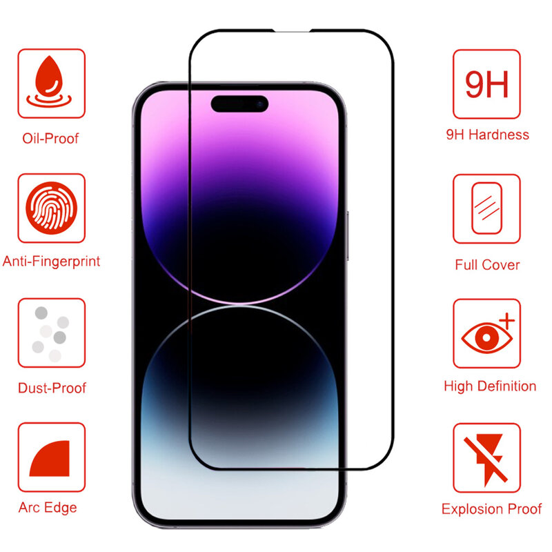 สำหรับ IPhone 15 14 Pro Max Glass iPhon 15 13 12 11 Pro กระจกนิรภัย iPhone14 Promax ป้องกันหน้าจอ iPhone13 Mini Original โทรศัพท์ฟิล์ม iPhone 14Pro Clear ฟิล์มด้านหน้า iPhone15 ProMax กล้อง Protector