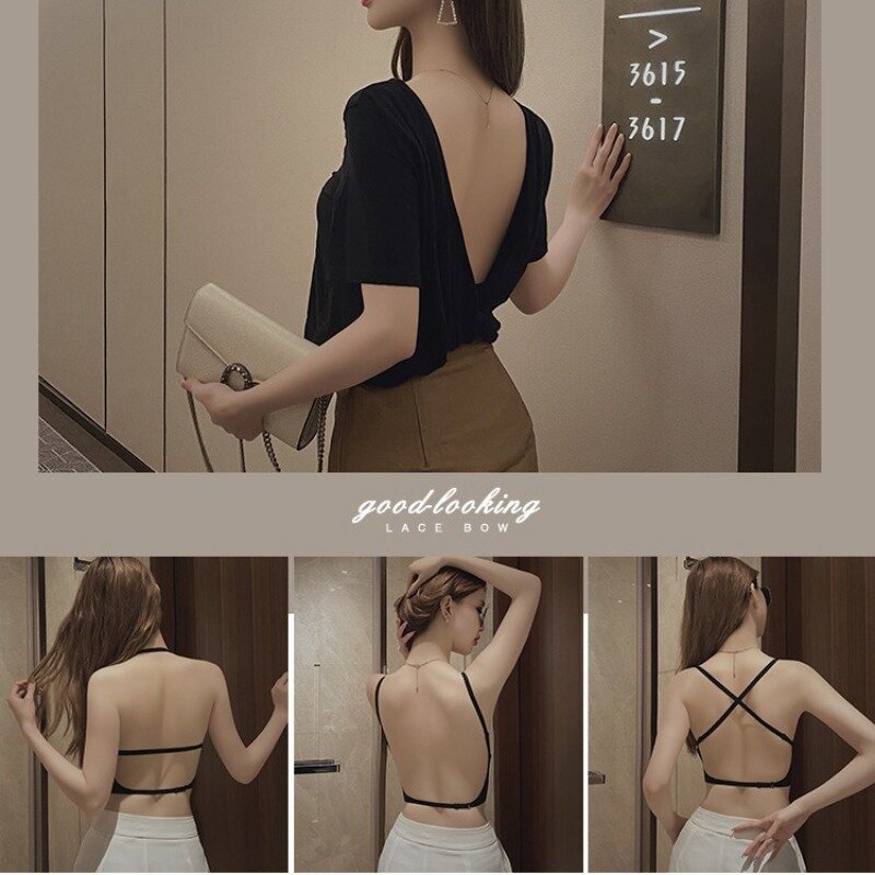 Summer Thin Sexy U-shaped Back Lingerie Female Inner Wear Undershirt Without Trace Backless Triangle Cup Polymerization Bra New