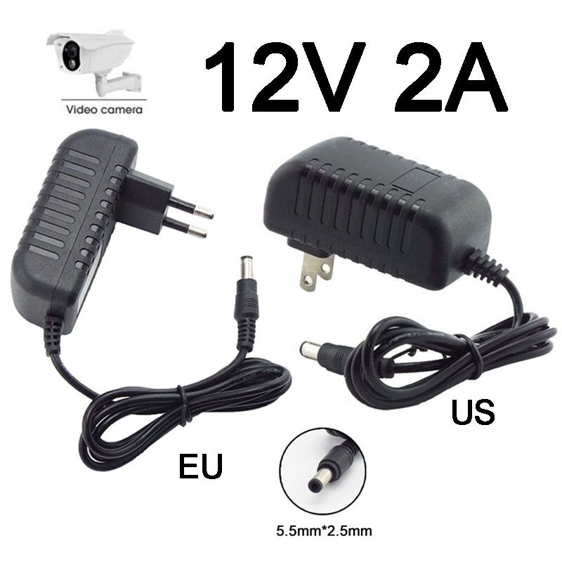 Adaptador de corriente de 110-240V, 2000Ma, CA a CC 12V, 2a, cargador Convertidor para cámara CCTV, tira de luz LED J17