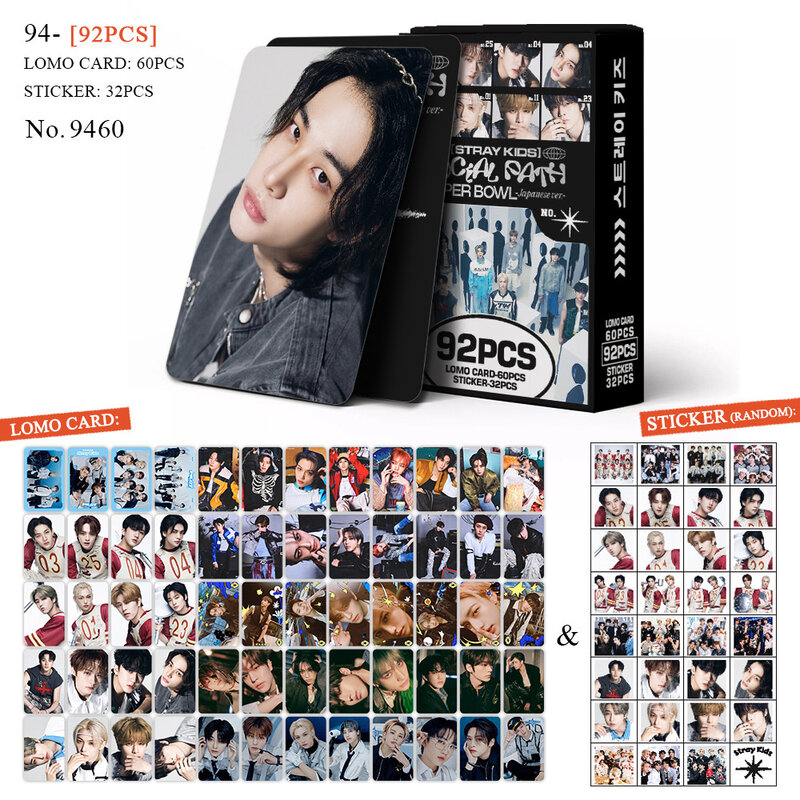 92pcs Straykids Photocard Albums Lomo Card Felix Lee Know HYUNJIN Bang Chan Postcard Stickers Collection Card Fans Gift