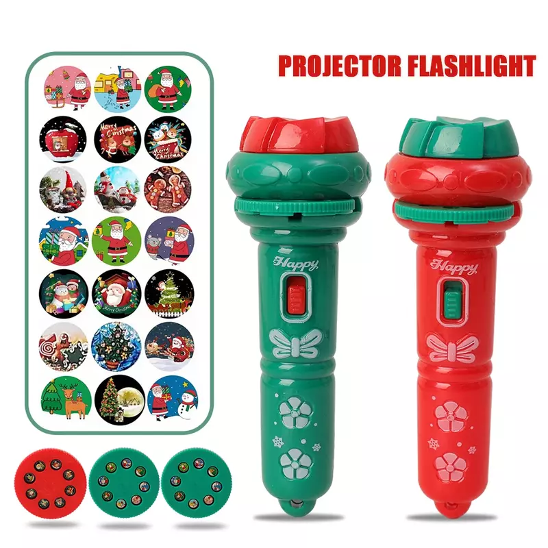 Projecteur de lampe de poche Père Noël de dessin animé amusant pour enfants, jouets d'éducation précoce, motif lumineux, lampe de poche de sommeil, puzzle pour bébé, cadeaux de Noël