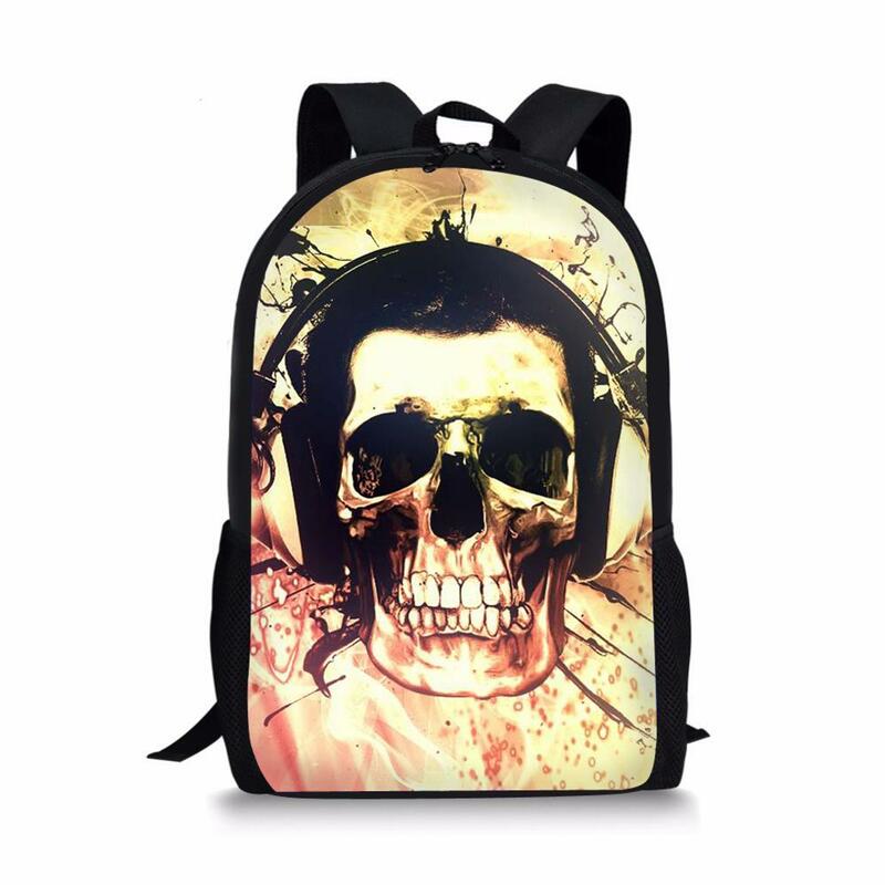 Fashion Cool Punk Skull Print Backpack Teenager Boys Girls School Bag Laptop Bag Daily Casual Backpack Travel Storage Rucksacks