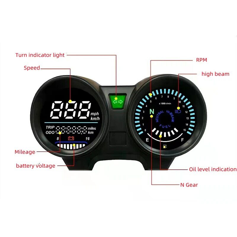 2022 Digital Dashboard LED Elektronik Motor RPM Meter Speedometer untuk Brazil TITAN 150 Honda CG150 Fan150 2010 2012