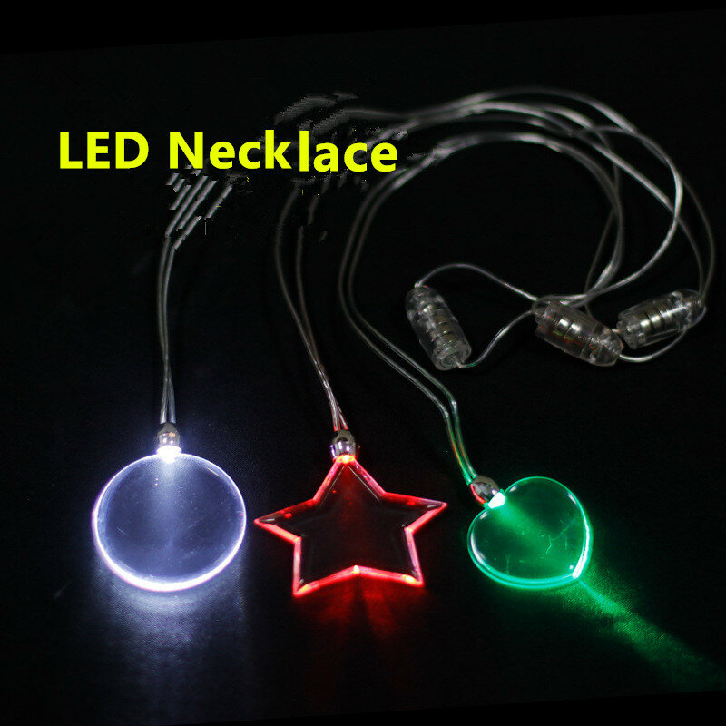 LEDライト付きの透明なネックレス,10個,磁石付きのペンダント,空のアクリル,カラフル,点滅,ウェディングギフト