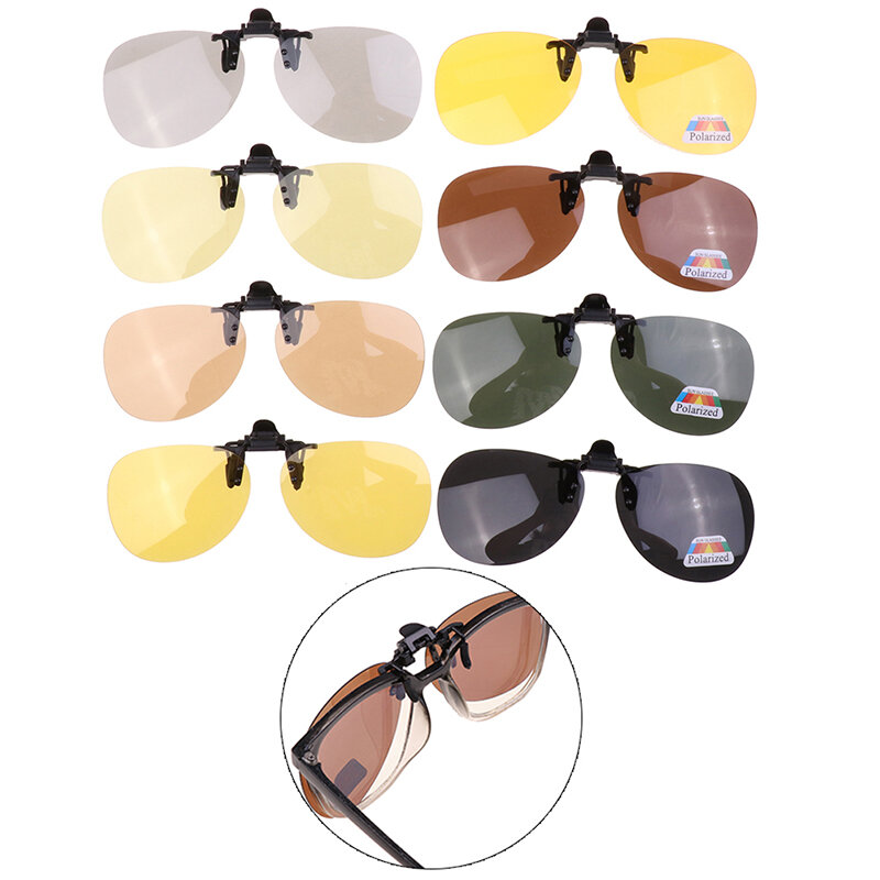 Óculos de sol unissex com clip polarizado, anti-UVA, anti-UVB, ciclismo, equitação, condução, lente de visão noturna, 1pc