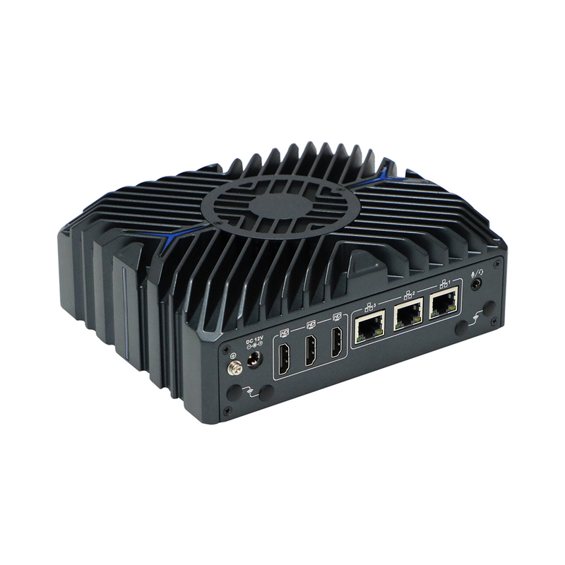 Urządzenie HUNSN Micro Firewall, RX16,Mini PC, VPN, Router PC, AES-NI, 3 x 2.5GbE I225-V B3, 3 x HDMI, 2 x COM, gniazdo SIM, TPM2.0