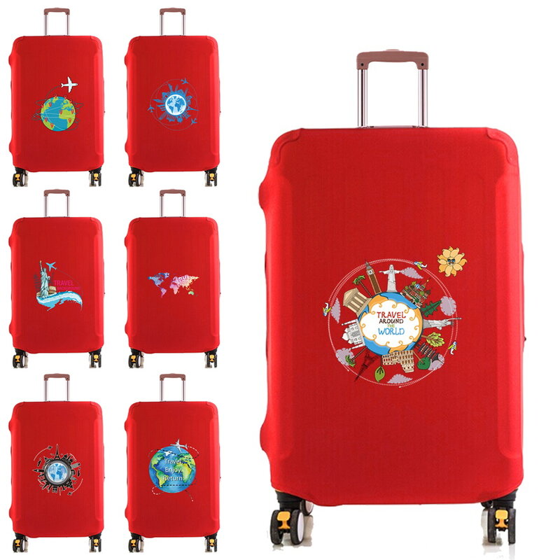 旅行用保護スーツケース,伸縮性のある襟付きラゲッジスーツ用プリント,18〜28インチ,wroldパターン,2022