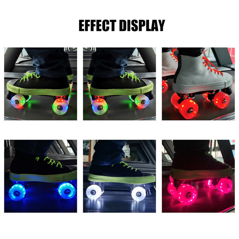 1PC Light Up Quad Roller Skate Wheels Luminous Light Up Quad Roller Skateboard Wheels with Bearings Installed