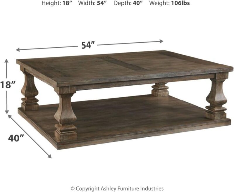 Signature Design by Ashley Johnelle Farmhouse Coffee Table with Weathered Gray Finish, Gray