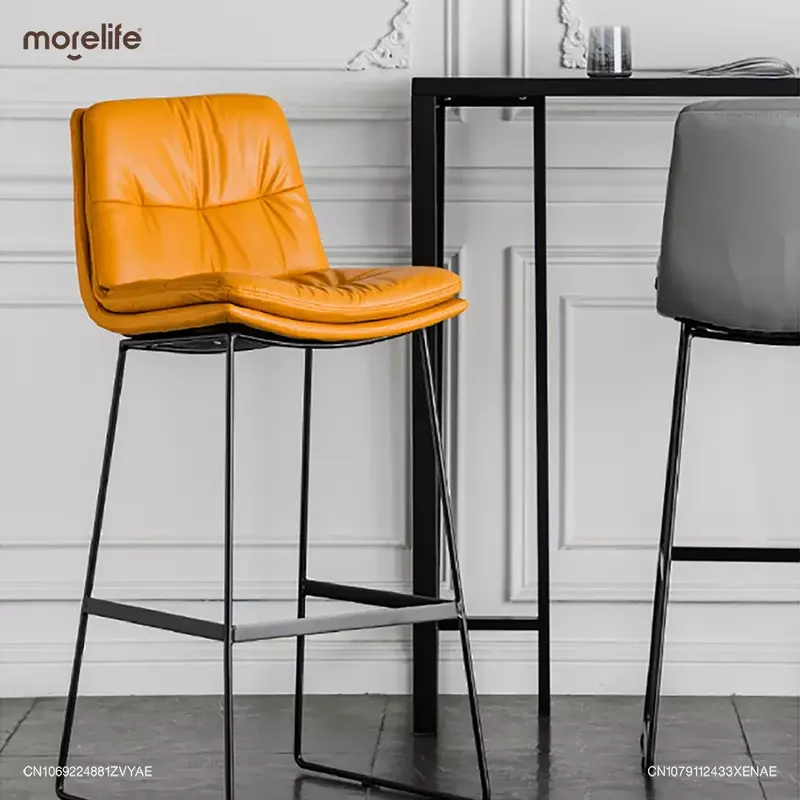 Современные железные полиуретановые/вельветовые барные стулья, домашняя искусственная кожа, Роскошный кухонный высокий стул, кофейный столик в островом стиле, обеденный стул, мебель