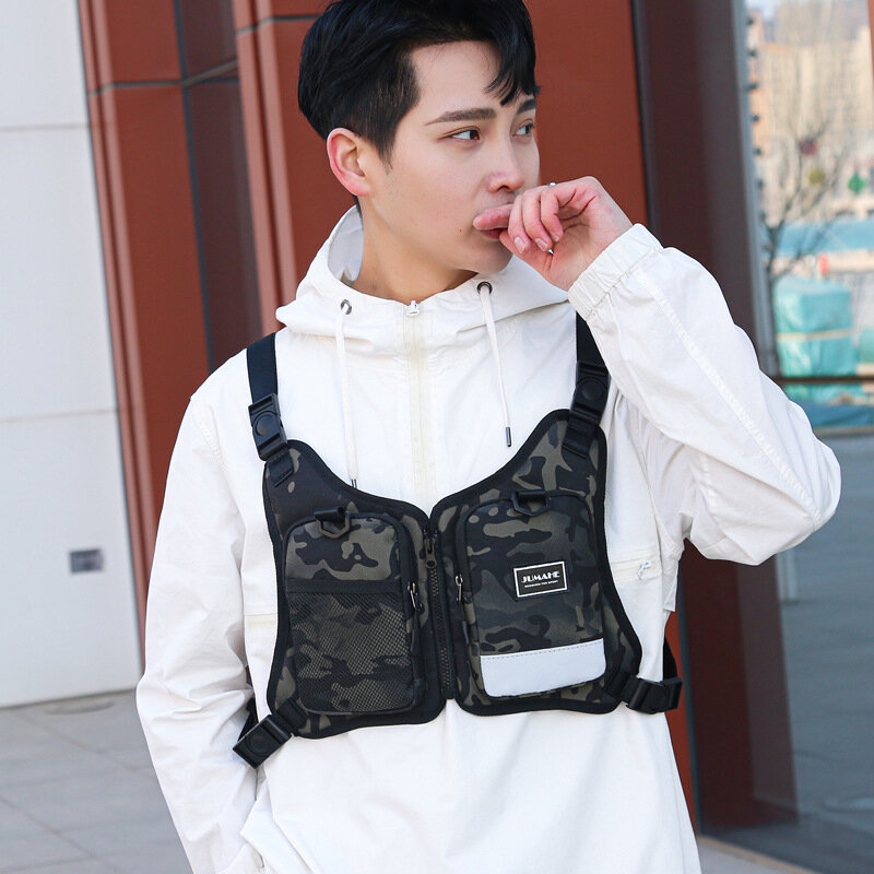 Function Military Tactical Chest bag Vest Outdoor Hip hop Sports Fitness Men Protective Reflective Top Vest Cycling Fishing Vest