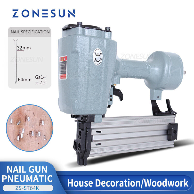 ZONESUN ZS-ST64K Pneumatic Nail Gun Brads Installation Tool Hardware Equipment House Decoration Woodwork Carpentry Manufacture