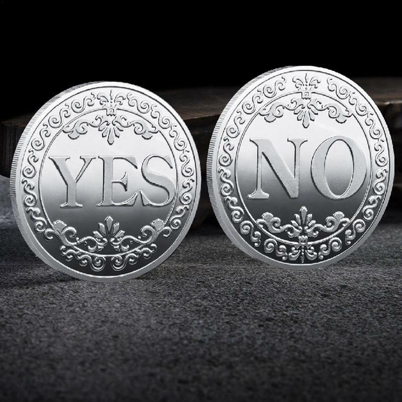 Yes No Coin Make Decision insignia conmemorativa de Metal de doble cara, creador de decisión, moneda de la suerte para coleccionista, cumpleaños y Navidad