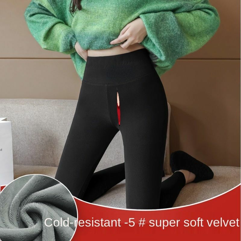 Women's Winter Velvet Padded Thickened Outer Wear with Double-Headed Invisible Zipper High Waist Slimming Date Field Battle