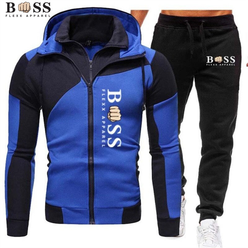 BSS Flexxx ملابس رجالية مقنعين البلوز وسراويل رياضية مجموعة ، سستة سترة ، الرياضة الركض رياضية ، عادية ، جديد ، 2 قطعة