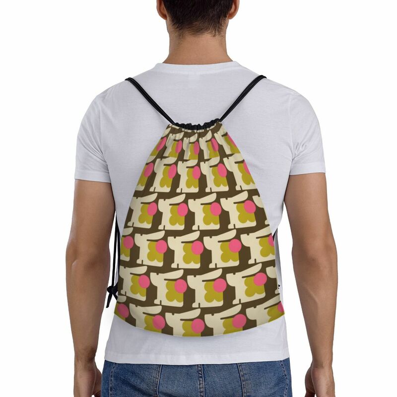 Funny Bunny Pattern Drawstring Backpack Sports Gym Bag for Women Men Orla Kiely Training Sackpack
