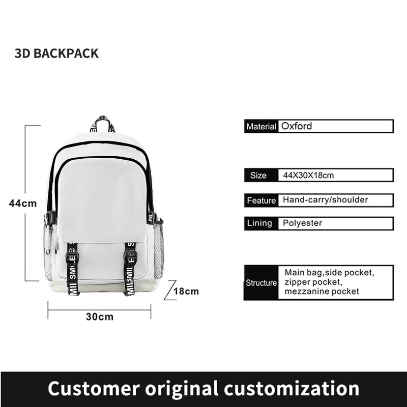 Custom Backpack Personal DIY Print Logo With Your Design For Customization